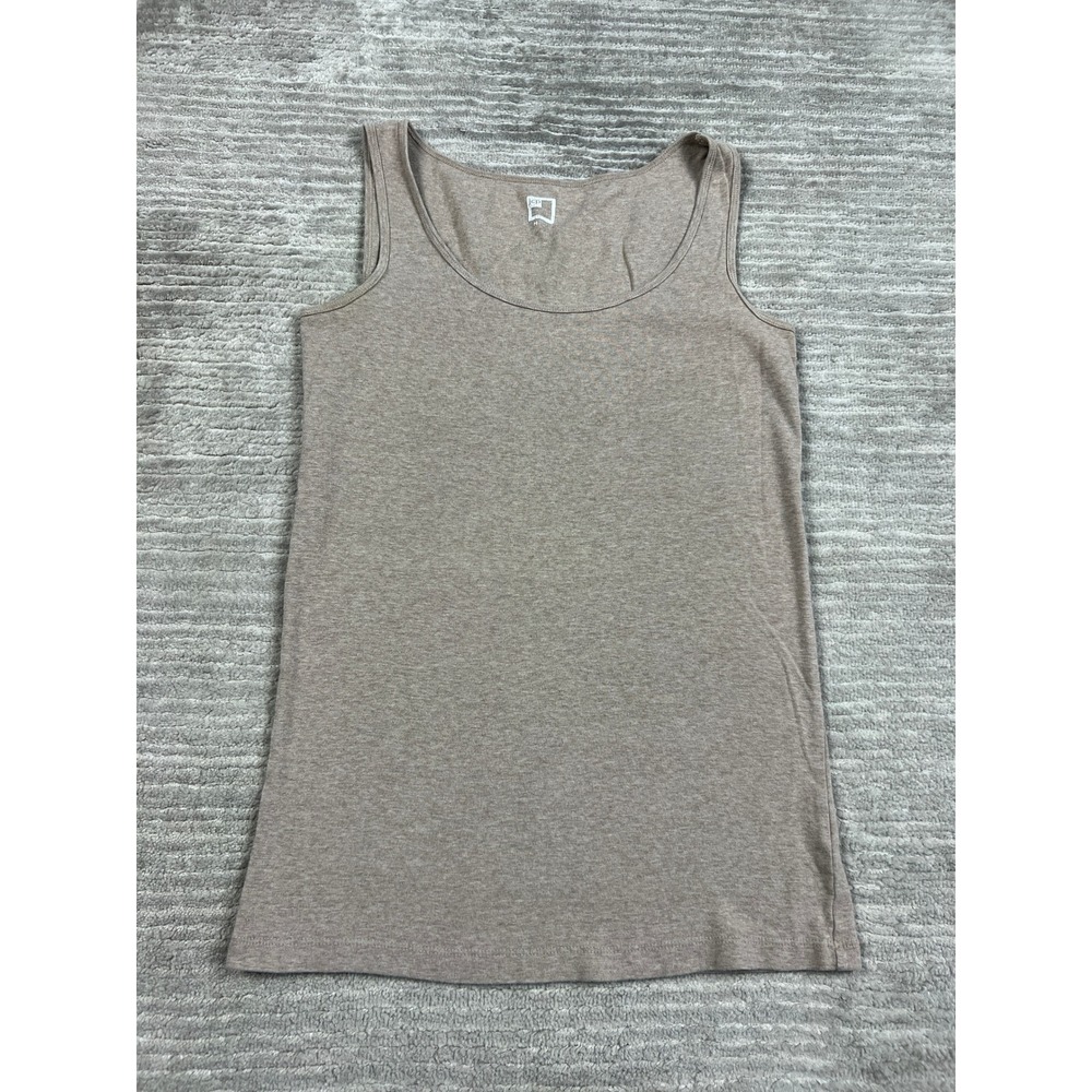 JCP Tank Top Womens Medium Taupe Heather Scoop Neck Cotton Stretch Basic
